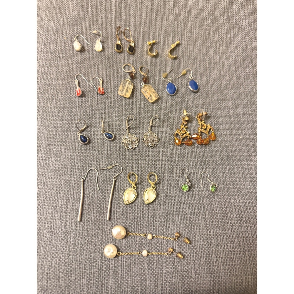 Mixed Fashion Earring Lot 13 Pairs Boho Enamel Guitar Pearl Chandelier Styles